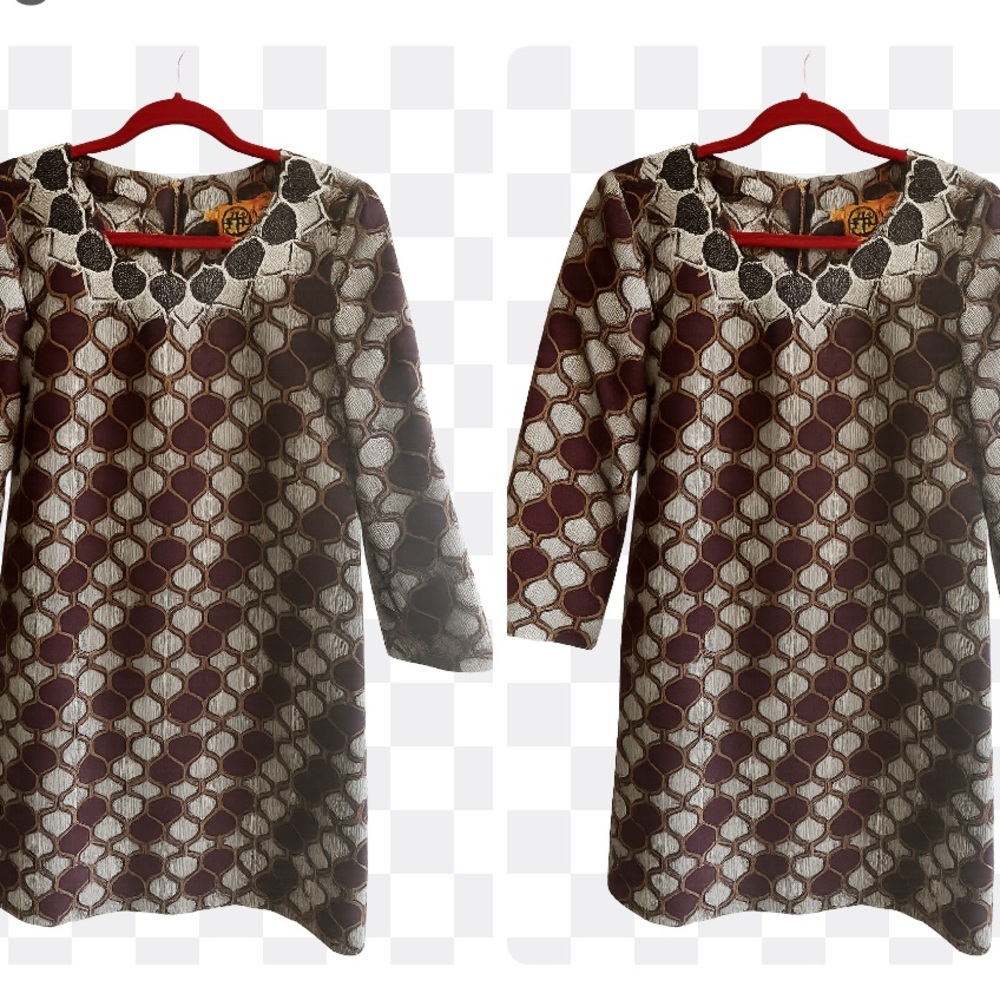 Tory Burch Purple and Cream Graphic Tunic Dress